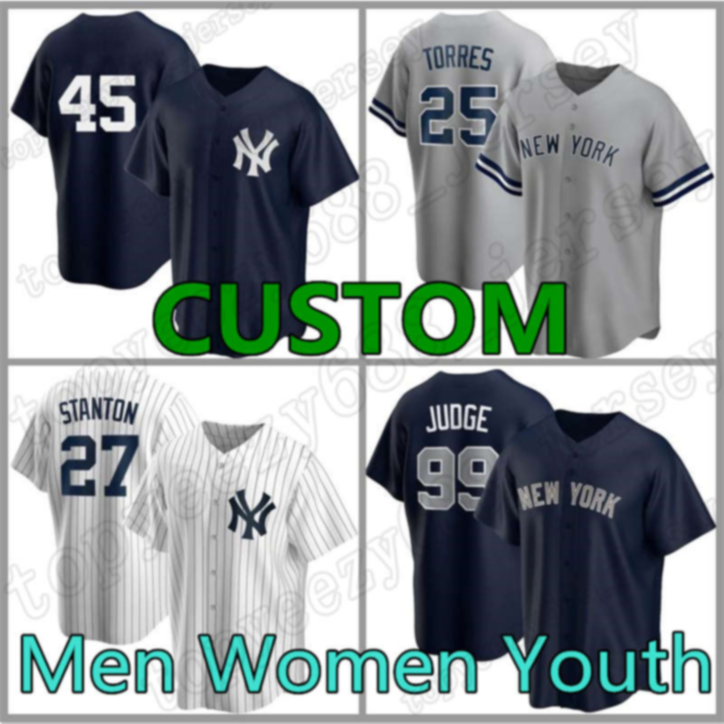

New Custom York 45 Gerrit Cole Jersey 99 Aaron Judge Gleyber Torres Yankee Baseball Derek Jeter Men Giancarlo Stanton Youth Mariano Rivera, Mens custom (yangji)