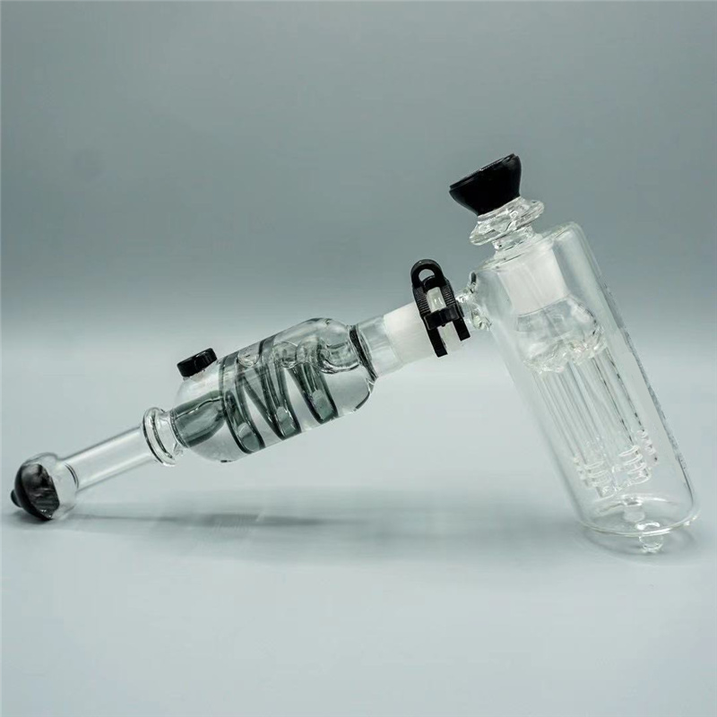 

Freezable Coil Pipes Beaker Bubbler W/ ICE Catcher Glass Bongs Hookah 6 Arms Tree Percolator Oil Dab Rig Condenser Filter Hookahs