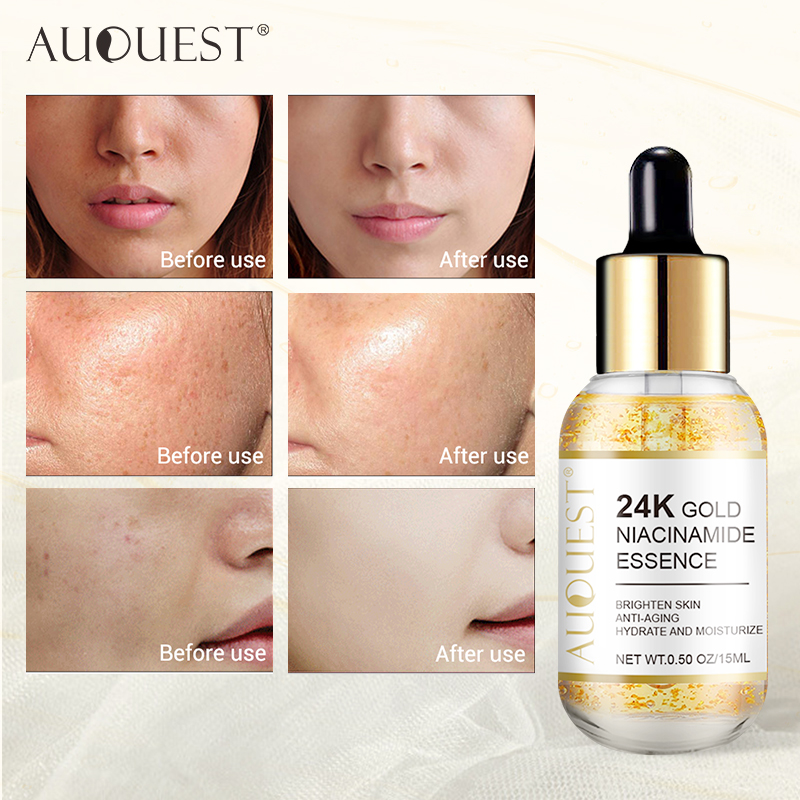 

AUQUEST Face Serum 24k Gold Hyaluronic Acid Serum Moisturizer Whitening Skin Care Firming Anti Aging Wrinkle Face Care 15ml