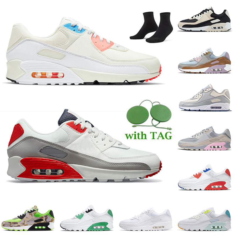 

Air max 90s Top Quality Running New Designer Shoes Trainers 30th Anniversary A Pink Bright Orange Accents Camo White Gum Green Mesh Triple Photo Blue Sports Sneakers, # 36-40