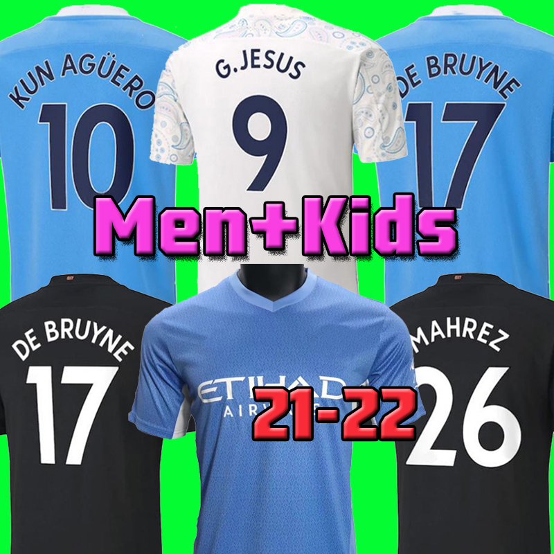 

2021 2022 Manchester soccer jersey 21 22 G. JESUS CITY STERLING FERRAN DE BRUYNE KUN AGUERO MAHREZ FODEN RODRIGO football shirts MAN uniform men + kids kit, Home men+patch