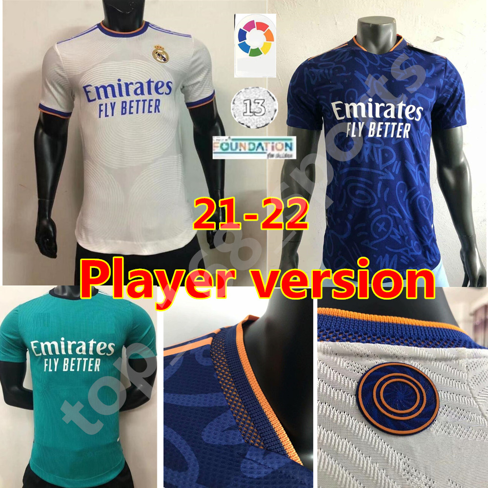 

2021 2022 Real Madrid Player version Soccer Jerseys KROOS BENZEMA ALABA HAZARD MODRIC 21 22 home away 3rd football tight shirt