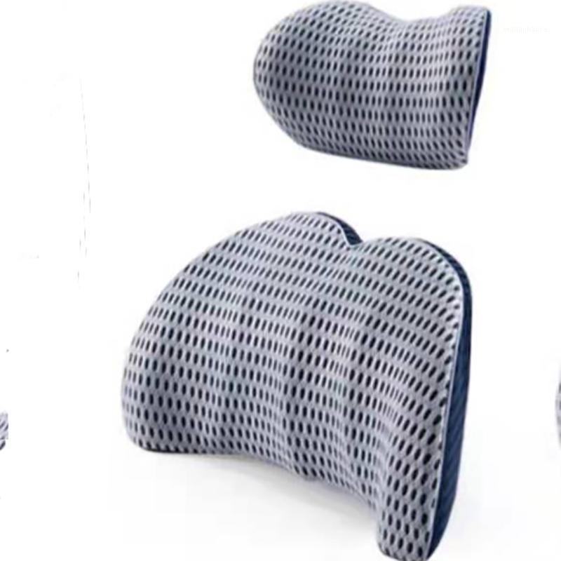 

Seat Cushions Car Set Headrest Pad 4D Memory Foam Pillow Head Neck Pain Relief Travel Back Support Breathable Mesh Fabric Cushion