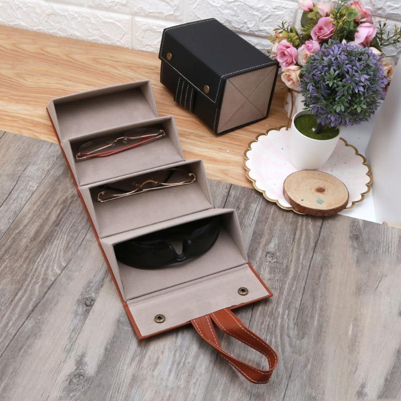 

Jewelry Pouches, Bags 4 Slots Foldable PU Leather Sunglasses Eyeglasses Eyewear Travel Organizer Case M0XF