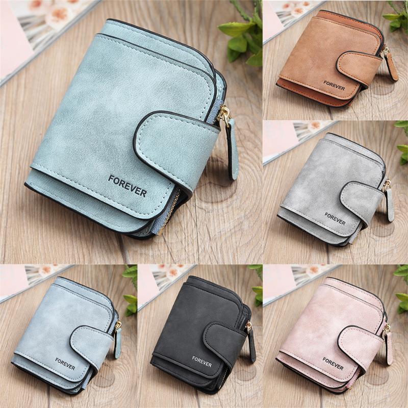

Card Holders Leather Women's Wallet Hasp Small Coin Pocket For Girls Short Holder Zipper Wallets Designer Purse Mini Clutch, Black