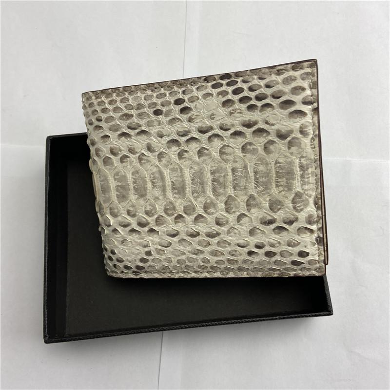 

Wallets Serpentine Pattern Authentic Python Snakeskin Men's Short Wallet Card Holders Exotic Genuine Leather Male Small Clutch Purse, Gray