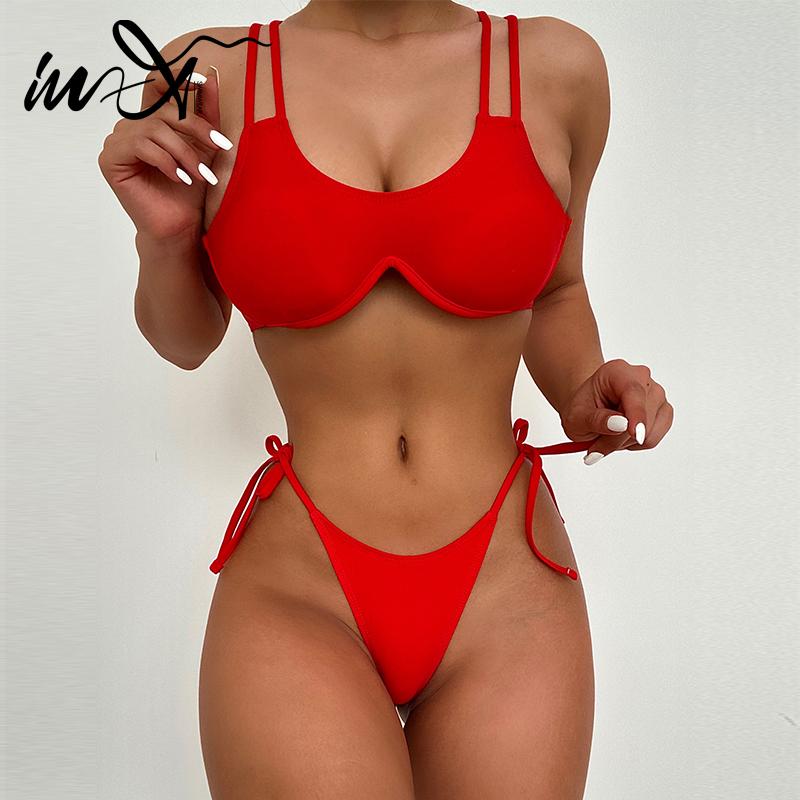 

Women' Swimwear In-X Push Up Bikini 2021 Red Women String Swimsuit Swimming Suit Micro Bathing Underwired Biquini Summer, X21sw5962