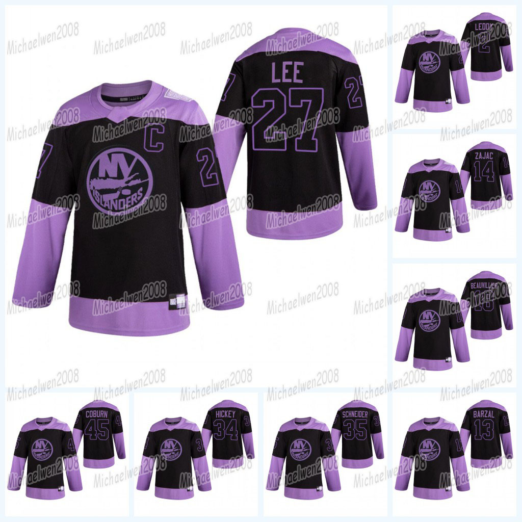 

27 Anders Lee New York Islanders 2021 Fights Cancer jersey Mathew Barzal Josh Bailey Travis Zajac Kieffer Bellows Matt Martin Brock Nelson T, Black;red