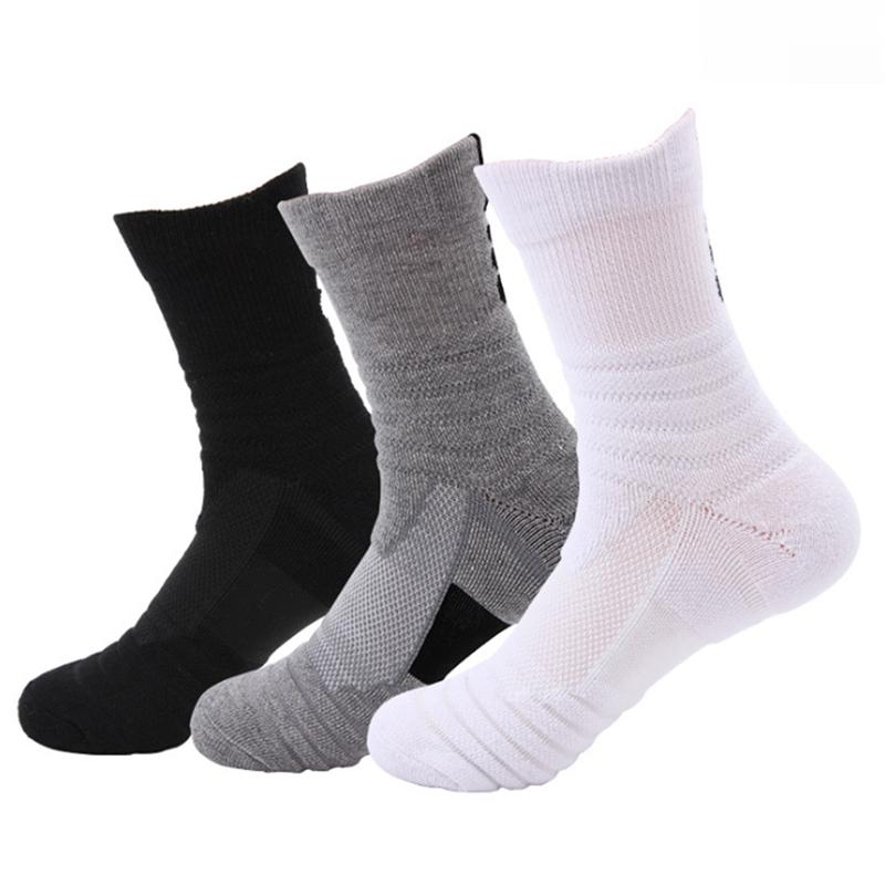 

Men's Socks Compression Sports Middle Tube Basketball Badminton Running Outdoor Sweat Absorption Comfortable, Black