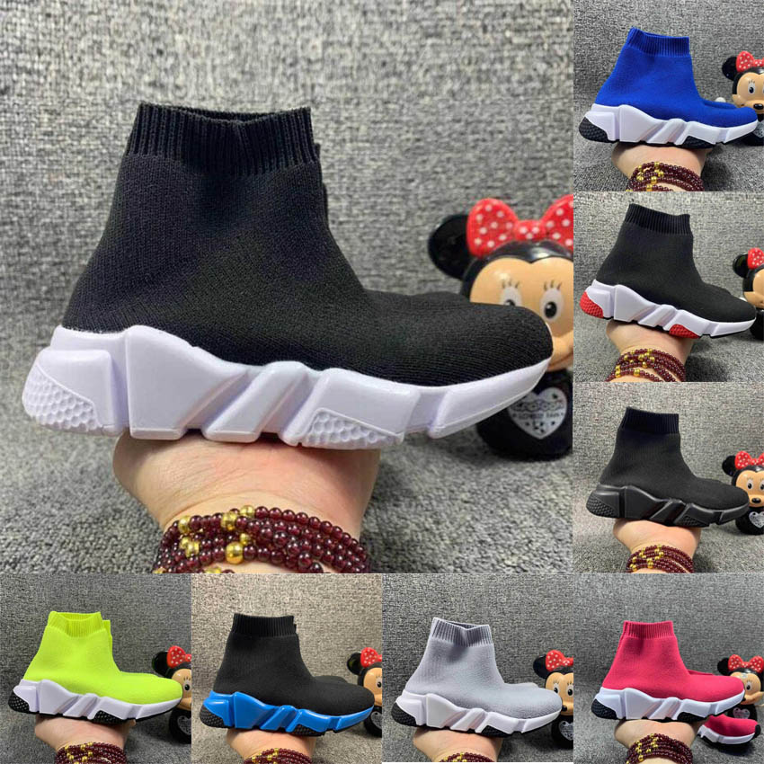 

Childrens Infant Designers Speed Runner Shoes Italy Design contrasted printed recycled knit Crew Triple-Black White Pink Red Grey Hight Top Kids Sock Sneakers, #1