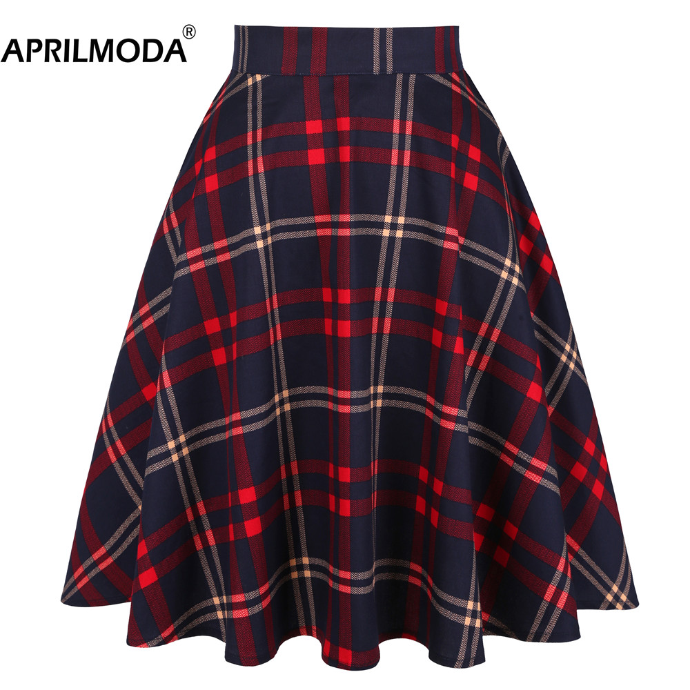 

Summer Elegant High Waist Women Mini Skirt Plaid Print Pleated Faldas Mujer Female Swing Rockabilly Skirts Jupe Femme Saia Longa