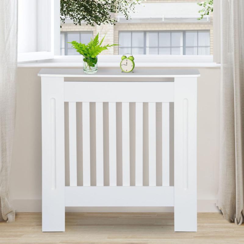

Furniture Accessories Modern Radiator Cover White Vertical Slatted Grill Wood MDF Wall Cabinet 78mm