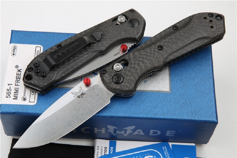 

Benchmade 565-1 Mini Super Freek Tactical Folding Knife Carbon Fiber Handle AXIS S90V Blade Outdoor Camping Hunting Survival Pocket Utility EDC Tools Rescue Knives