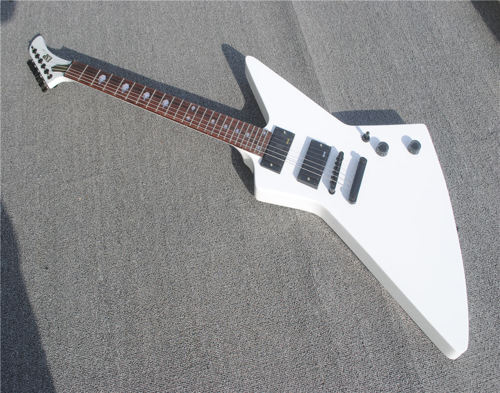 

Rare Heavy Metallic James Hetfield MX-220 Signature Cream White Explorer Electric Guitar EET FUK Fingerboard Inlay, Copy EMG P