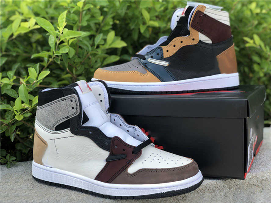 

Authentic Jumpman 1 Men's Inverted Basketball Shoes Multicolor Color Matching Sports Shoelaces With box Full Size 40--46, #1