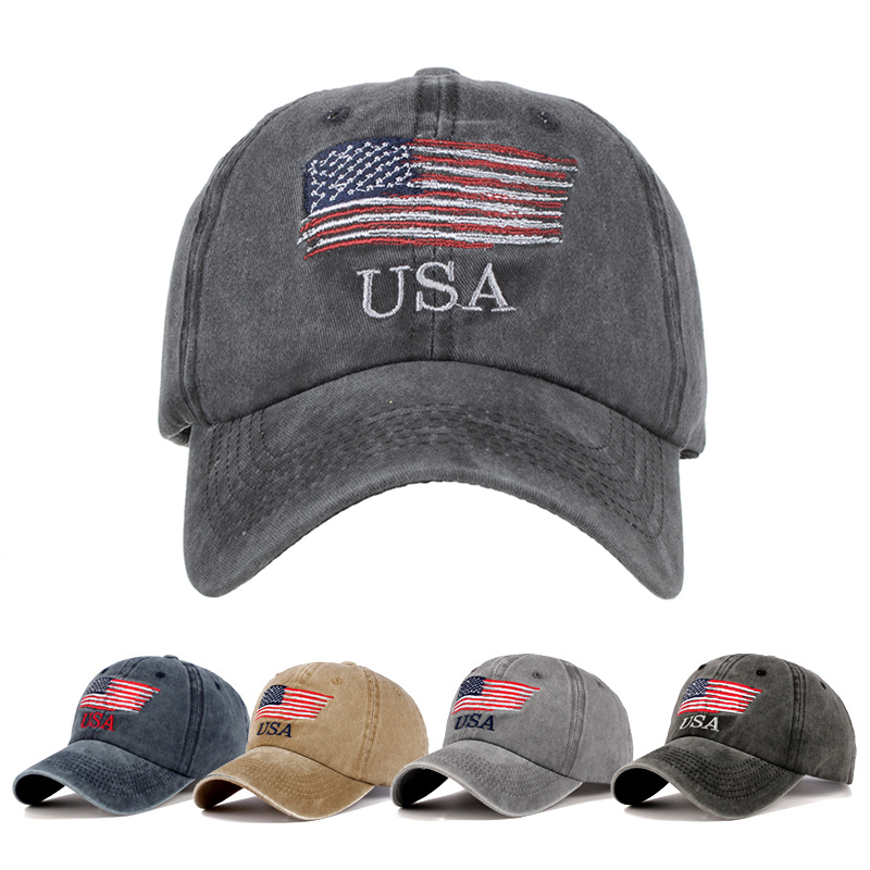 

American Flag Baseball Cap USA Embroidered Cotton Hat Designer Peaked Cap Adjustable Outdoor Sun Hats