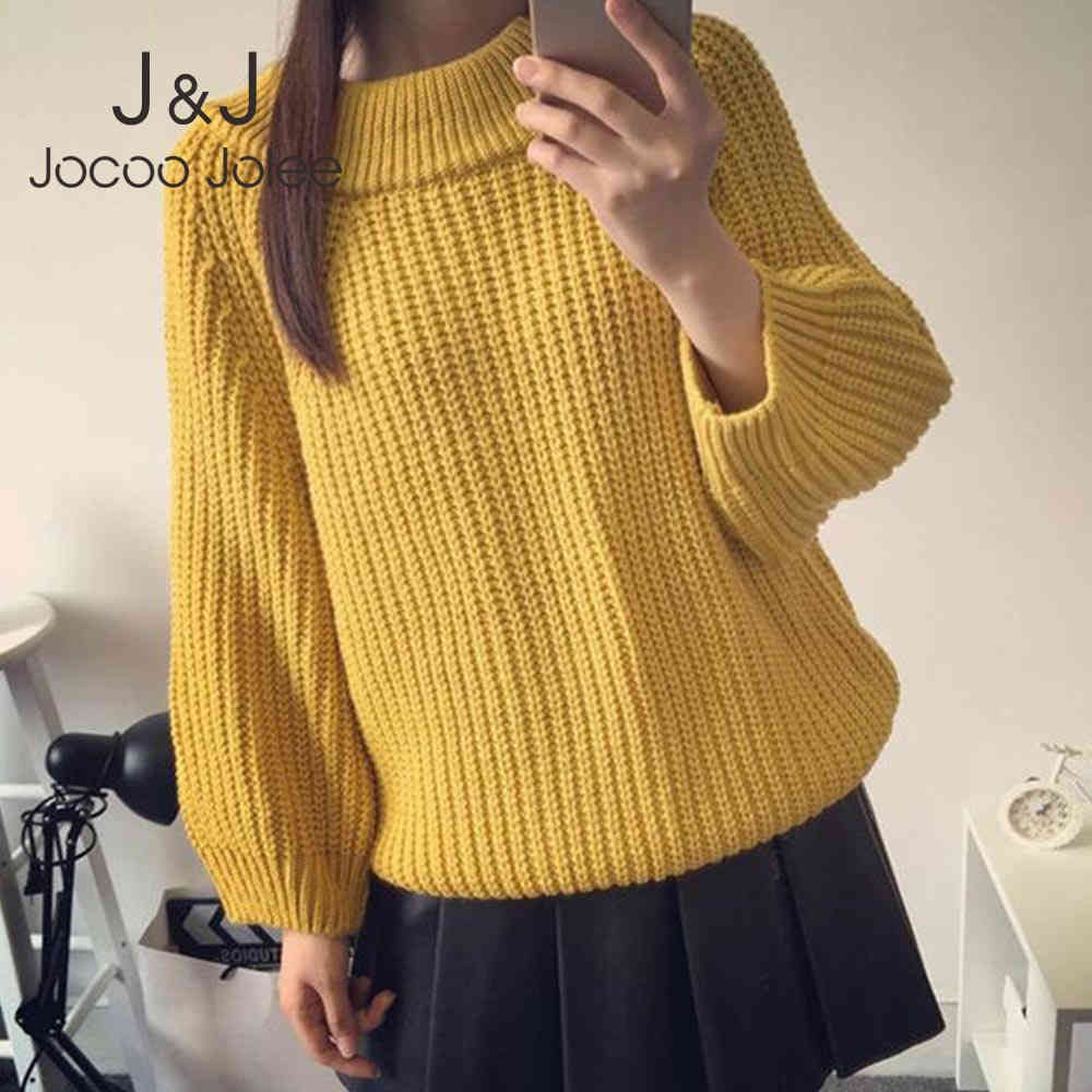 

Jocoo Jolee Women Ladies Cute Pullover Casual Puff Sleeve Knitted Sweater Autumn Winter Warm Loose Jumpers Female Fashion Tops 210518, Black