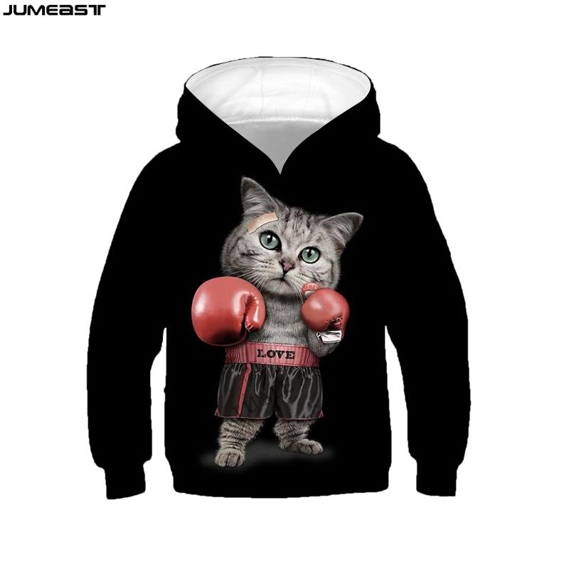 

Men's Hoodies & Sweatshirts Jumeast Brand Men Women 3D Children Sweatshirt Animal Cat Boxing Gloves Long Sleeve Kids Cap Hoody Sport Pullove, Black