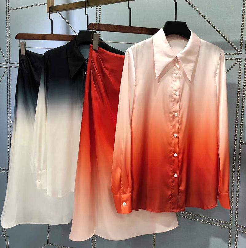 

Two Piece Dress Spring summer 2021 women's fashions high-quality shirts + high-rise skirts 2 elegant fashion set skirt c025 suit, Model 2