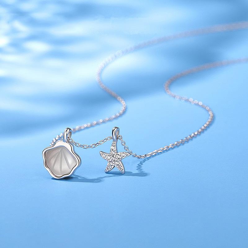 

Chains Zinc Alloy Necklace Female Niche Design Starfish One Shell Pendant Simple Ins Pendants Fashion