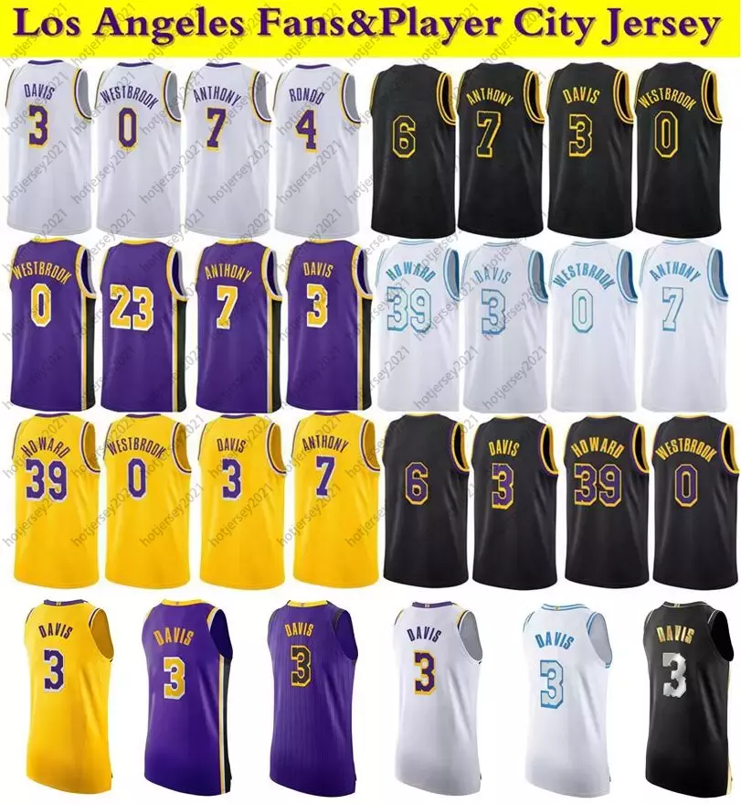 

Basketball Jersey Carmelo Anthony #7 Davis #3 Russell Westbrook #0 Rondo #4 James #6 Howard #39 2021-22 city jerseys Men S-6XL