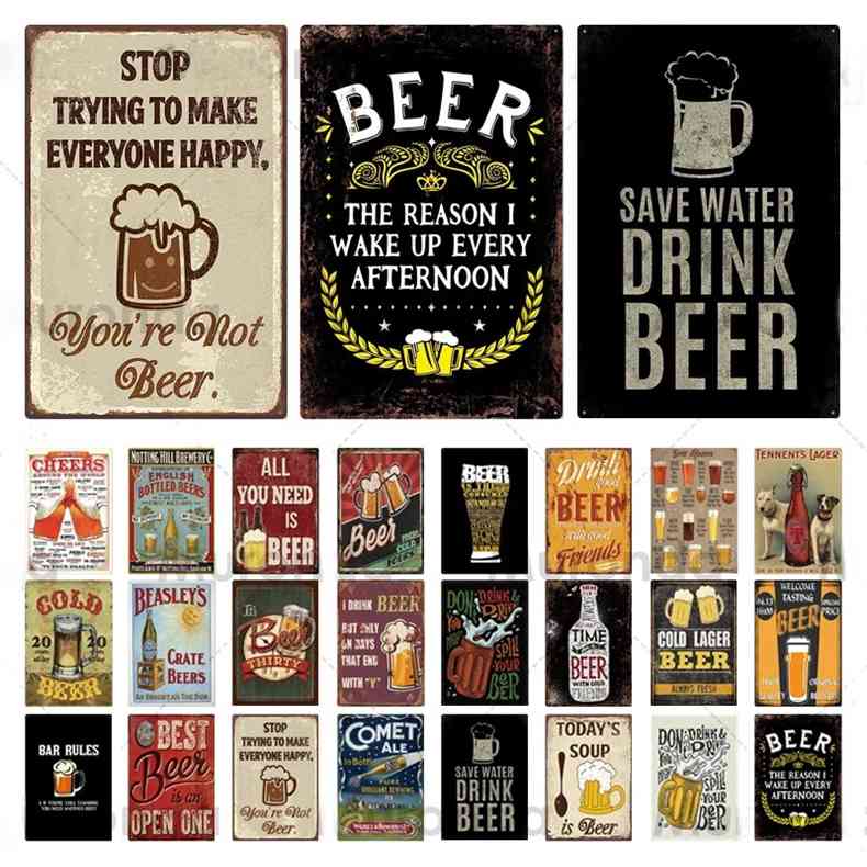 

Beer Decoration Posters Vintage Plaque Bar Rules Club Wall Decor s Retro Metal Poster Tin Sign Puba