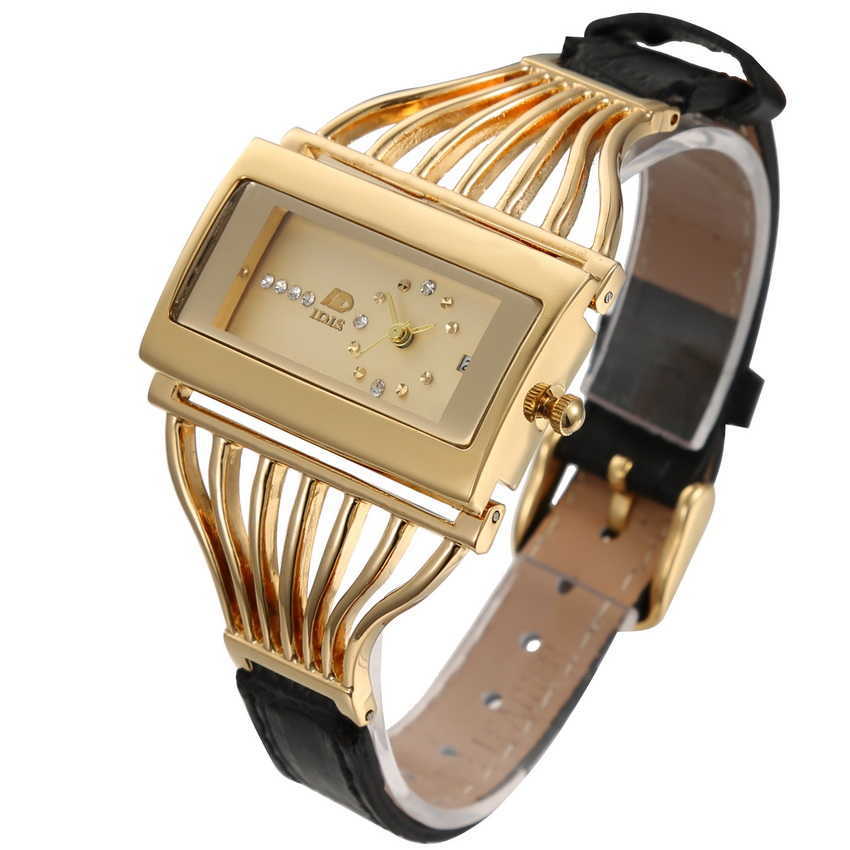 

Idis leather high quality watch fashion designer Wristwatches Item specifics 210616, Gold case gold dial