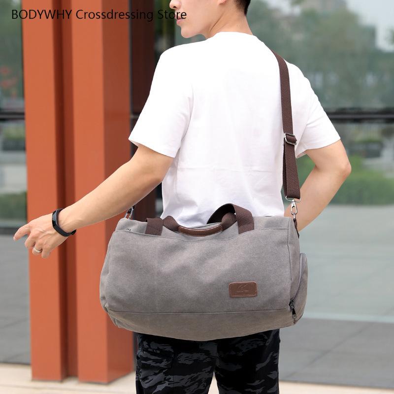 Duffel Bags Short-distance Travel Bag Men And Women With The Same Lightweight Large-capacity Fitness Canvas Sports Leisure-image-703124856