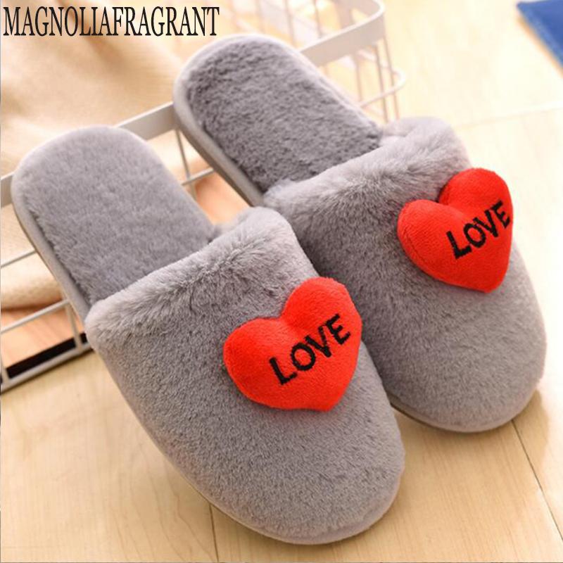 

Slippers Creative Baotou Cotton Shoes Autumn And Winter Warm Ladies Home Floor Silent Non-slip Soft Bottom Love Heart Slipper Y701, Black