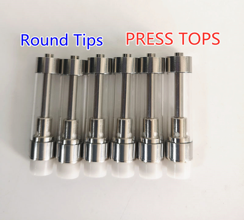 

M6T Atomizer Carts Ceramic Coil Vape Cartridges Packaging press-on tip 0.8ml 1ml Vaporizer pen cartridges 510 Thread Thick Oil Ecigarettes V