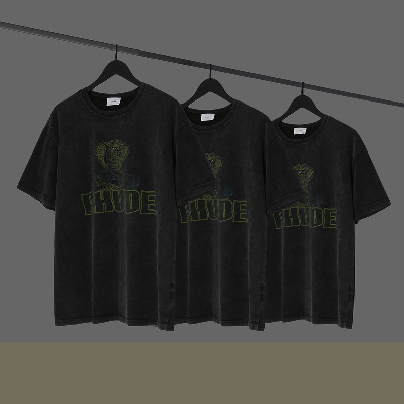 

Rhude T shirts Men's Vintage Retro Washed T-shirts Cobra Print Black Hip Hop Rock Men Women Oversize Streetwear Plus Size Loose Tees Yo, White;black