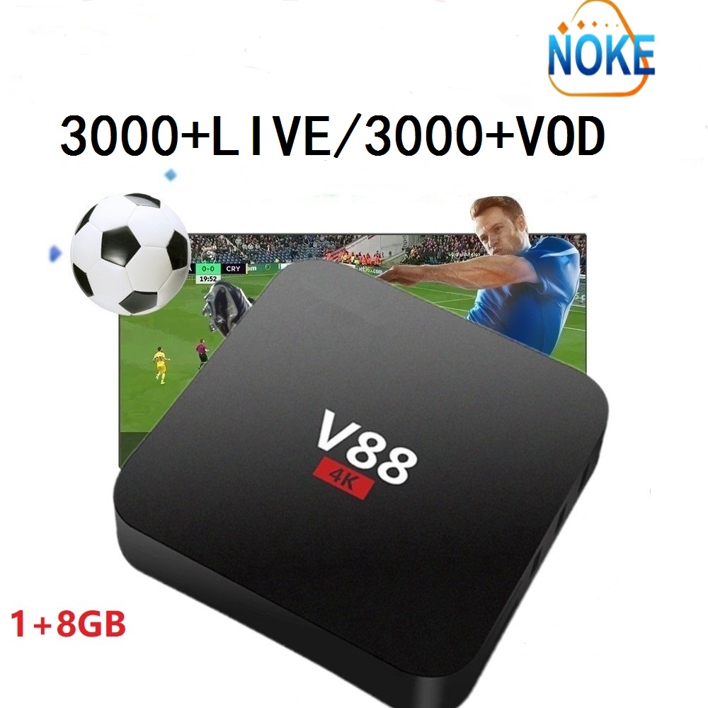 

Code 12 mois 3000 LIVE / VOD et lecteur multimédia Android Set Top Box V88 (1 + 8 Go) pour la France Arabe Europe