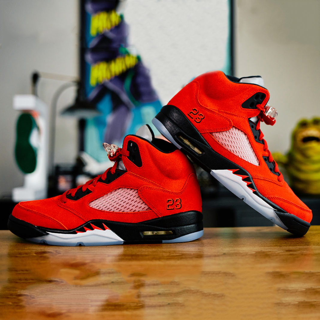 

raging bull 5 mens basketball shoes og 5s varsity red black white DD0587-600 men trainers sports sneakers 40-47, Color#1