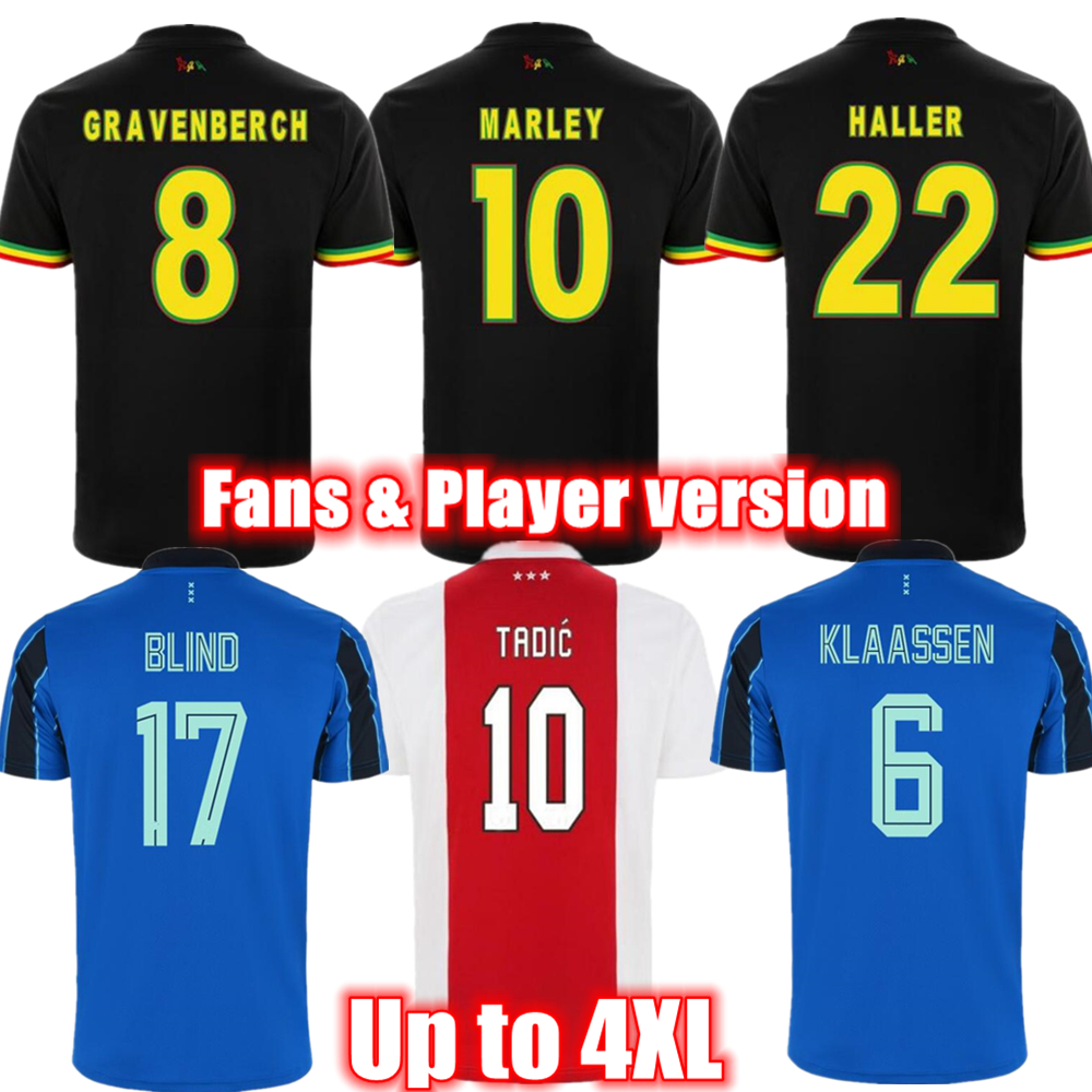 

TADIC Bob Marley Soccer Jersey Player version 2021-22 HALLER CRUYFF Third black Kit BLIND NERES KLAASSEN GRAVENBERCH football shirt men kids sets uniforms, Home fan version