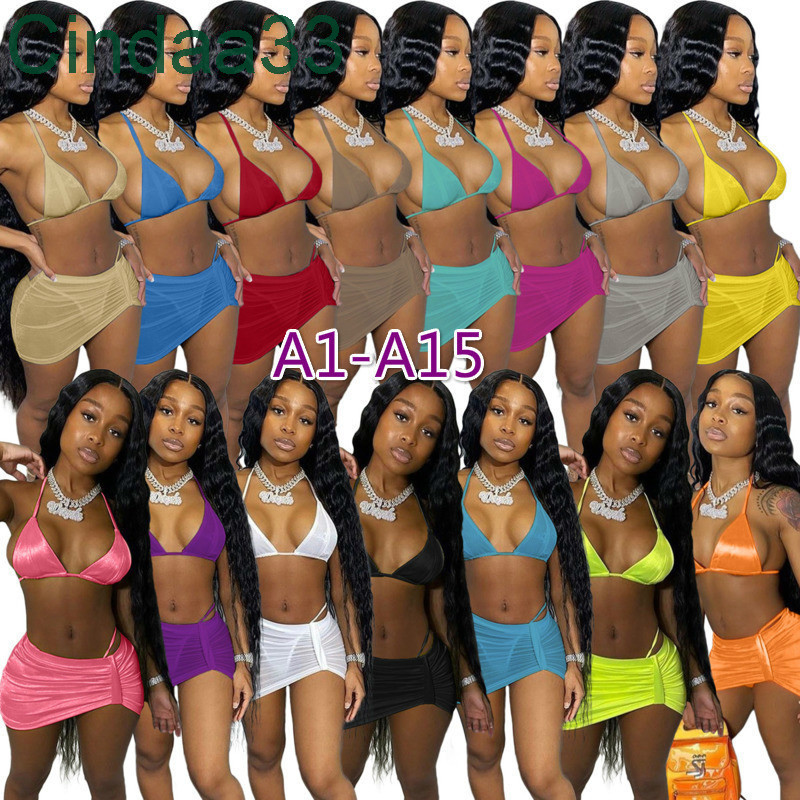 

Women tracksuits Swimwear Designer Summer Bikinis Letters Printed Three Piece Set Slim Sexy Swimsuit Bathing Suit Beachwear 3 Styles Available, A1-a15(s-xxl)