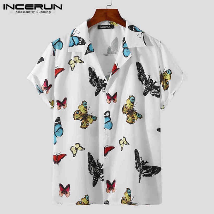 

Incerun Summer Men Hawaiian Shirt Printing Turn Down Kraag Short Mouw Vacation Casual Tops Streetwear Breathing Camisas, White