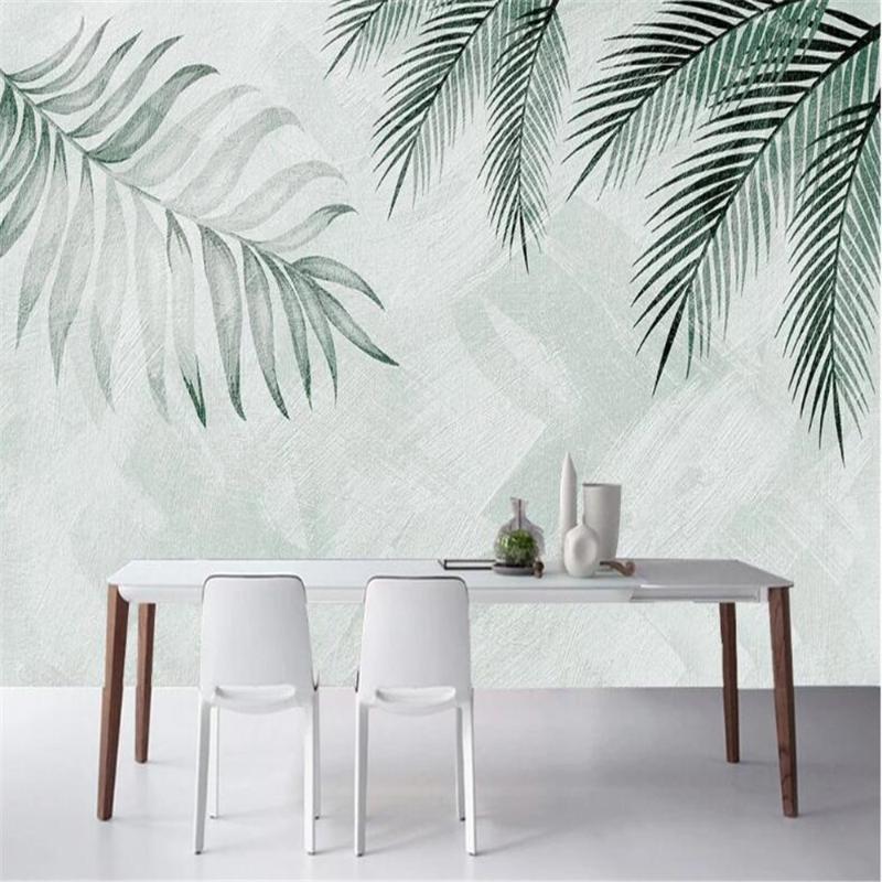 

Wallpapers Milofi Custom Large Mural Wallpaper Hand-painted Branches And Leaves Decorative Painting Background Wall, Silk cloth