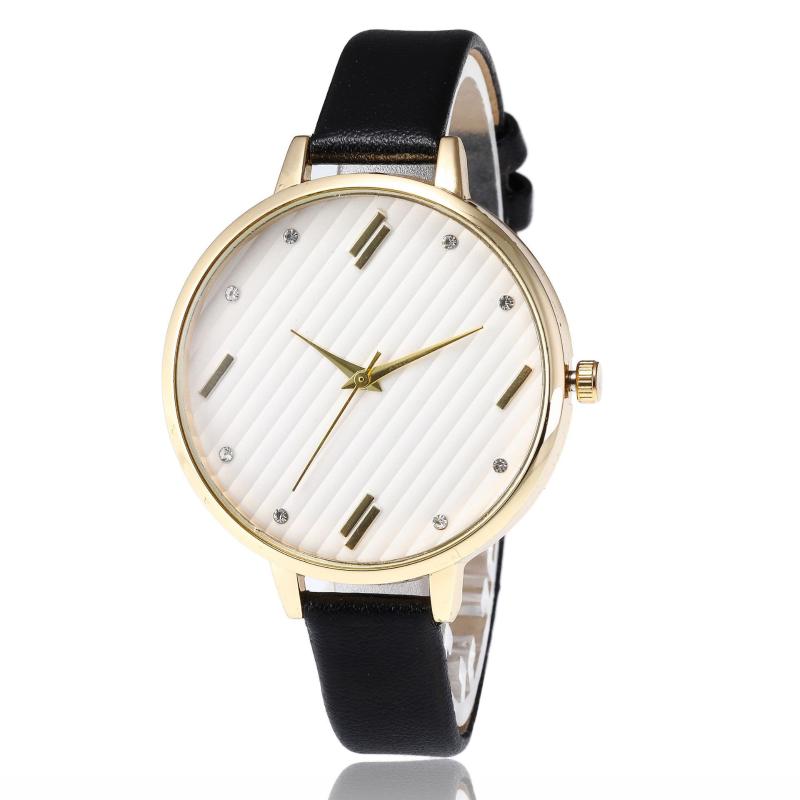 

Wristwatches Women Watches Simple Ladies Watch Striped Rhinestone Scale Quartz Bracelet Montre Femme Relojes Para, White