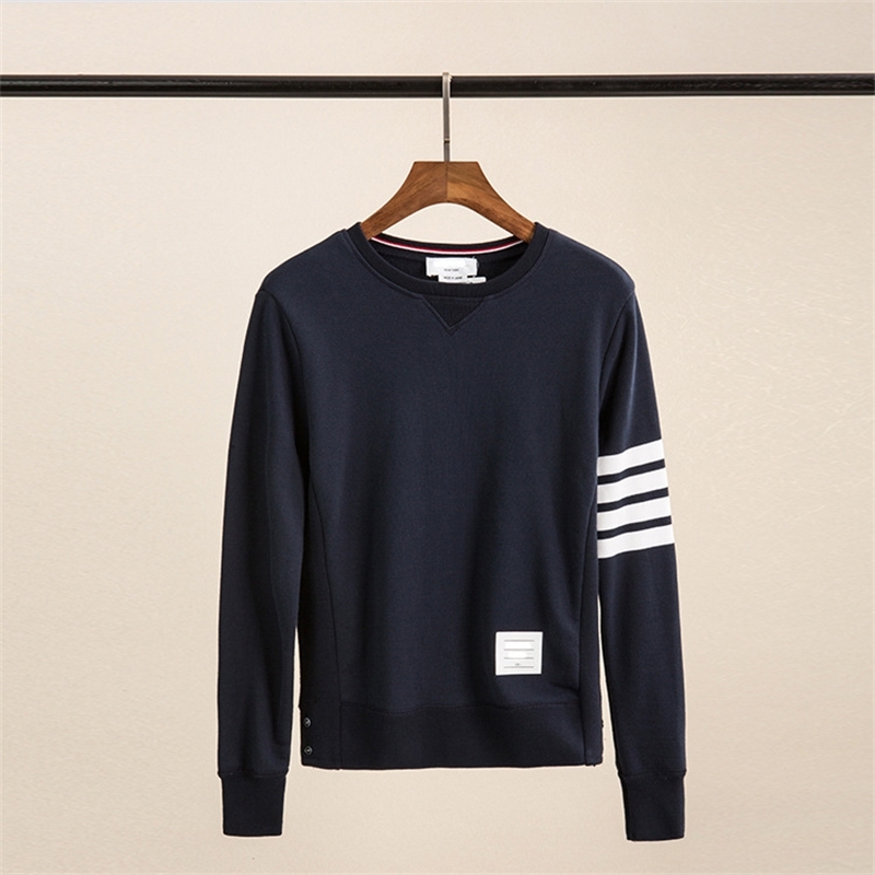 

TB classic basic round neck sweater four bars tide brand sports top Pullover Korean autumn and winter pure cotton coat, Black