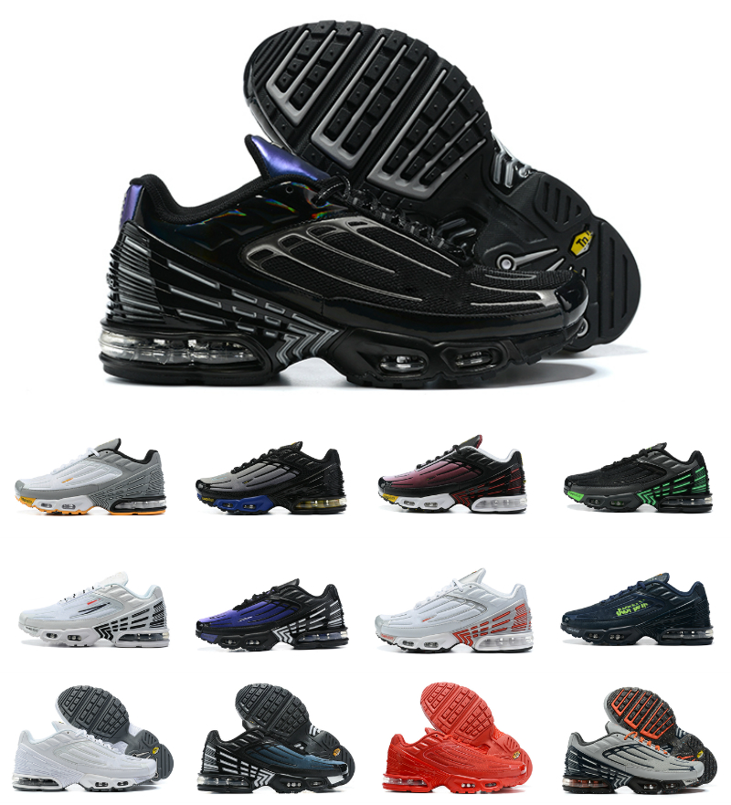 

2022 Tuned Tn Plus 3 III Mens Running Shoes Triple White Black Green Aqua Obsidian Vast Wolf Grey Orange Volt University Red Chaussures Iridescent trainers Sneakers, Bubble package bag