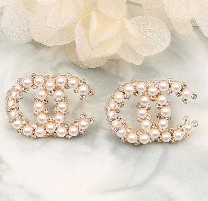 

22ss 20style Design Classic High Quality Double Letter Stud Long Dangle Drop Earrings Pearl Crystal Rhinestone Wedding Party Jewelry