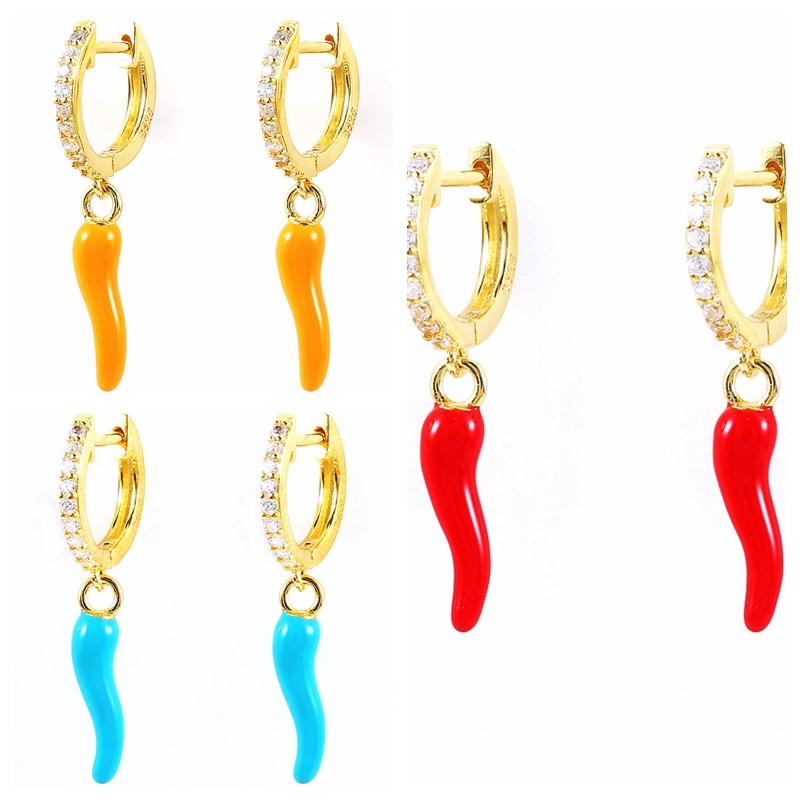 

Hoop & Huggie Romad 925 Sterling Silver Earrings For Women Earings Spicy Pepper Chili Earing 2021 Trend Piercing Jewelry Pendientes X5
