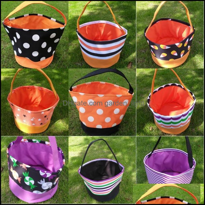 

Other Festive Party Supplies Home & Gardenhalloween Bucket Polka Dot Bat Striped Polyester Candy Collection Bag Halloween Trick Or Treat Pum