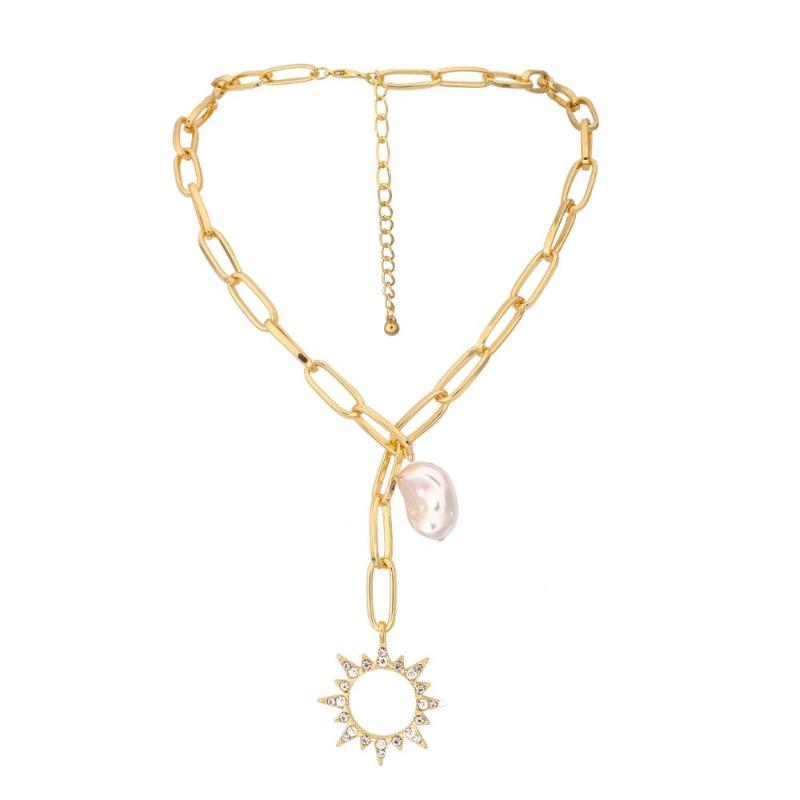 

Punk Multi Layered Crystal Sunflowers Necklace Collar Statement Long Pendant Women Jewelry Chains, Silver
