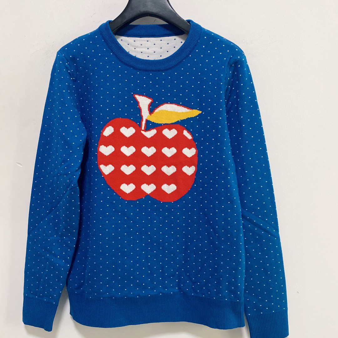

2021 Blue/Ivory Apple Jacquard Women's Sweaters Designer Sweater For Women Designer Long Sleeves Pullovers 90109, White;black