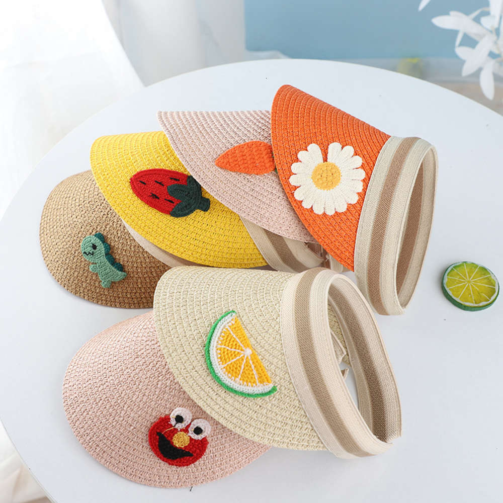 

Children's hat spring and summer Korean candy fruit accessories sun straw tide, Yellow