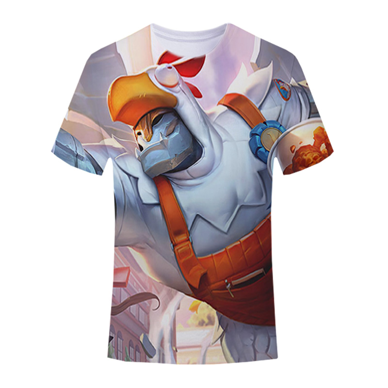 

2021 game T-shirt LOL League of Legends armor pattern 3D printing T-shirt men and women casual O-neck street casual loose fashion hip-hop top, White;black