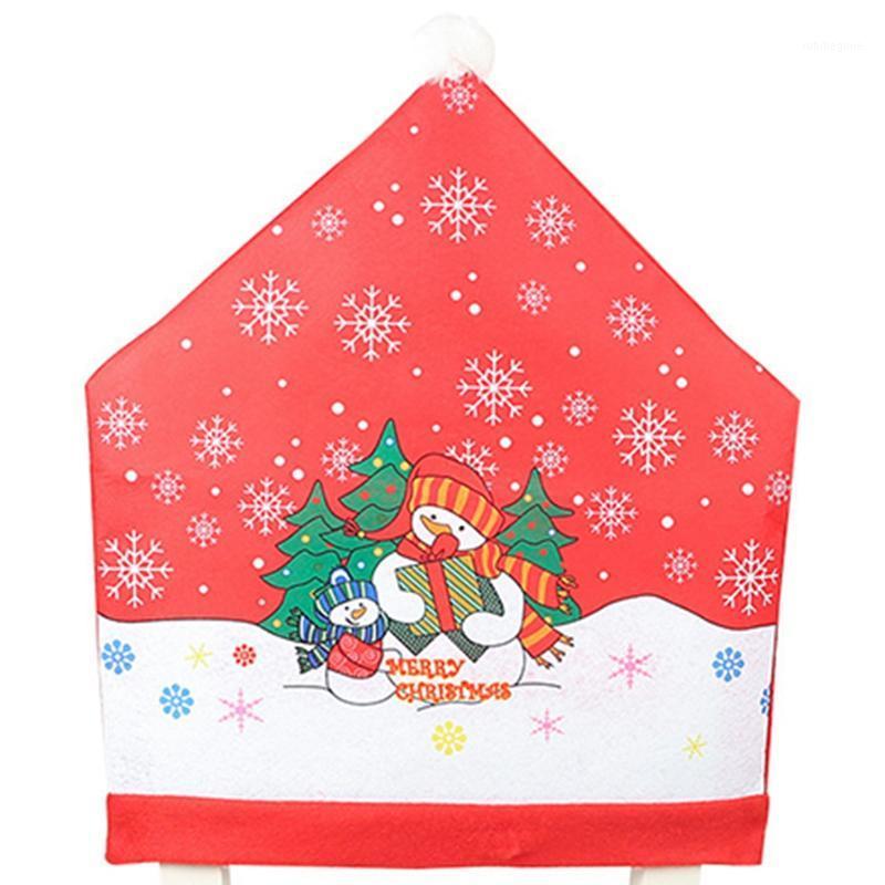 

Chair Covers 6Pcs Christmas Ornaments Cover Dinner Dining Table Santa Claus Snowflake Snowman Red Cap Ornament Back De