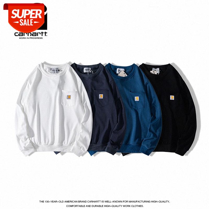 

Japanese Harbin ** pocket labeling small logo casual retro simple men's and women's thin sweater #Kz5y, Black