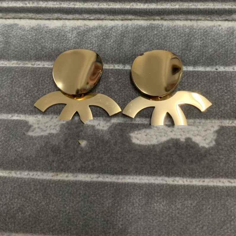 

Not Faded Classic Design Studs Gold Silver Rose Colors Stainless Steel Earrings Fashion Trendy Hoops Logo Printed Women Jewelry Wholesale, Golden;silver